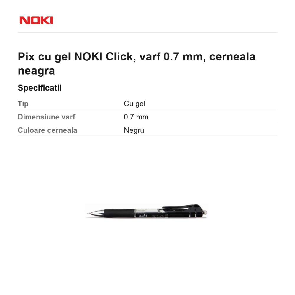 Pix cu gel NOKI Click, varf 0.7 mm, cerneala neagra [3]