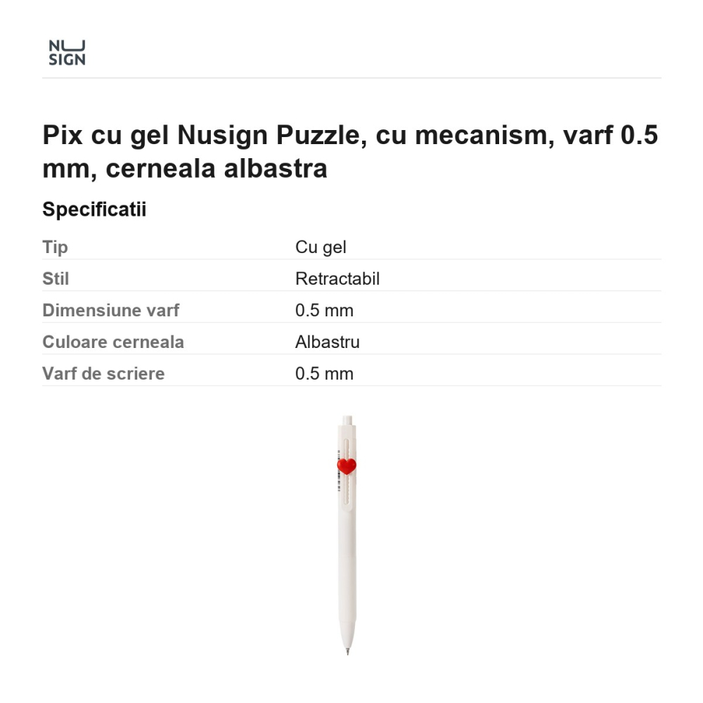 Pix cu gel Nusign Puzzle, cu mecanism, varf 0.5 mm, cerneala albastra [3]