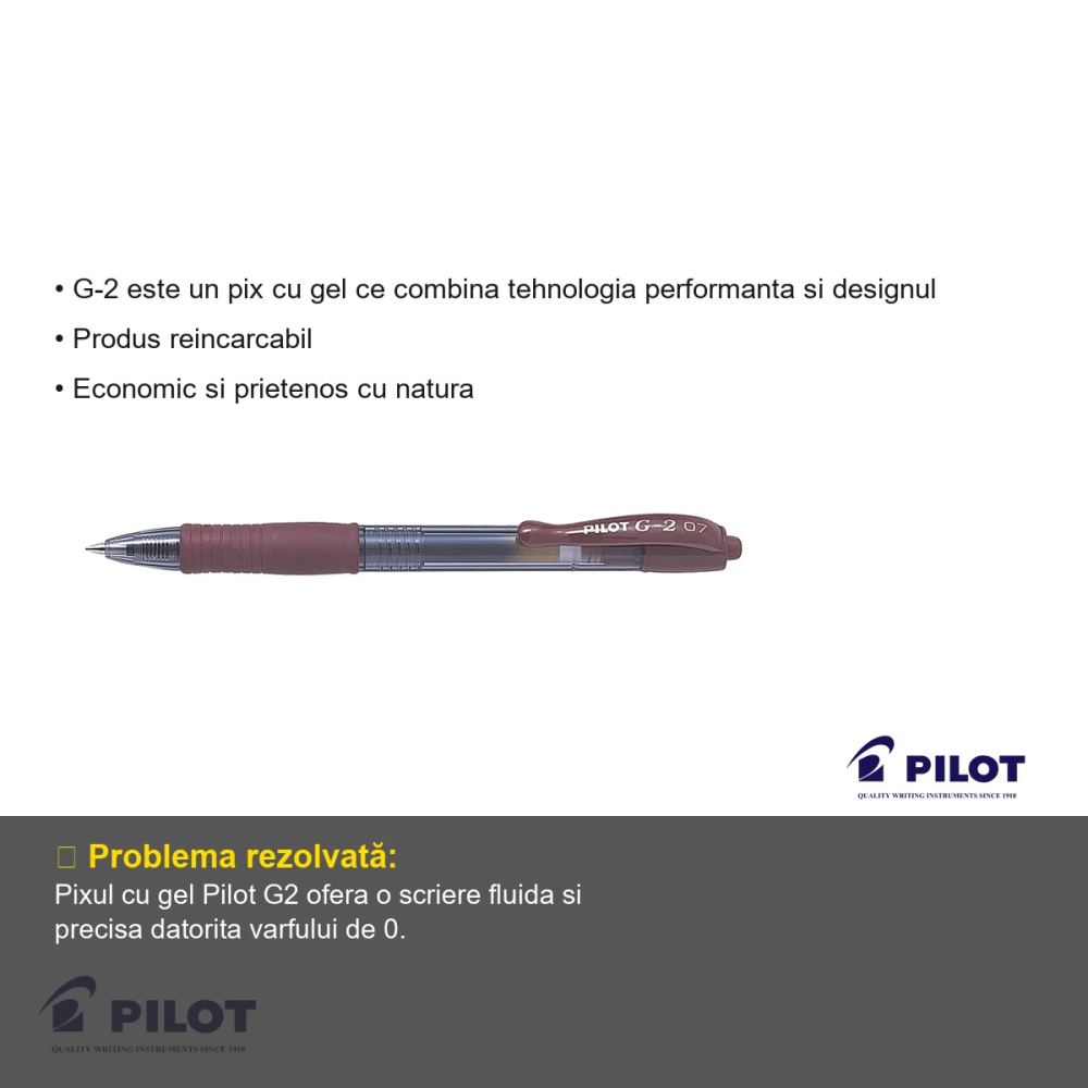 Pix cu gel retractabil Pilot G2, varf 0.7mm, cerneala rosie, grip ergonomic [3]