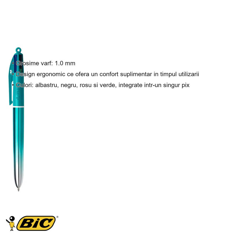 Pix cu mecanism 4 culori Bic Smooth Gradient Hybrid, cerneala fluida, pentru birou si scoala [3]