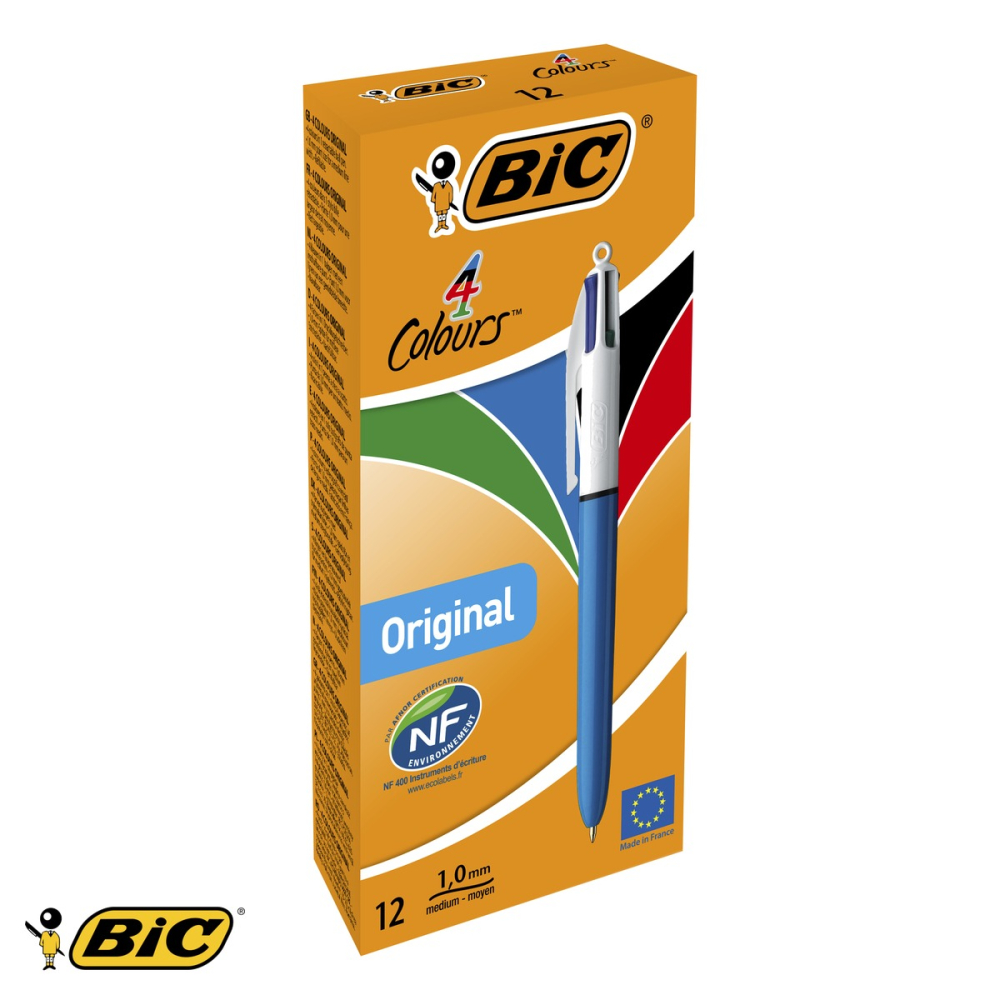 Pix cu mecanism 4 culori Bic, varf mediu 1mm, albastru/verde/rosu/negru, pentru birou si scoala [4]
