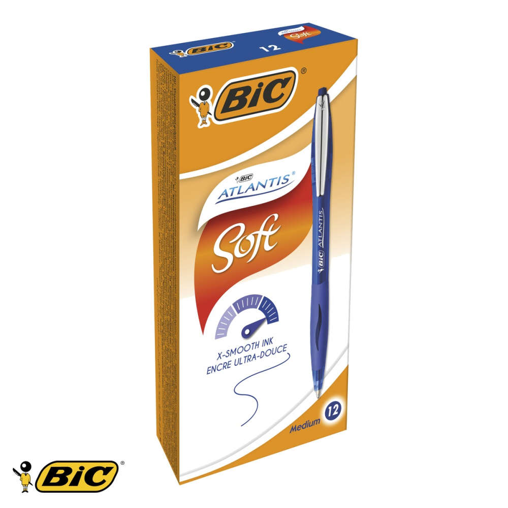 Pix cu mecanism Bic Atlantis Clic Soft, varf 1.0mm, cerneala albastra EasyGlide, scriere fluida [4]