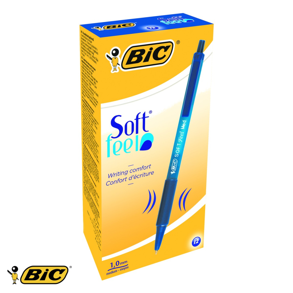 Pix cu mecanism Bic Soft Feel, varf 1.0 mm, scriere fluida albastra, pentru birou si scoala [4]