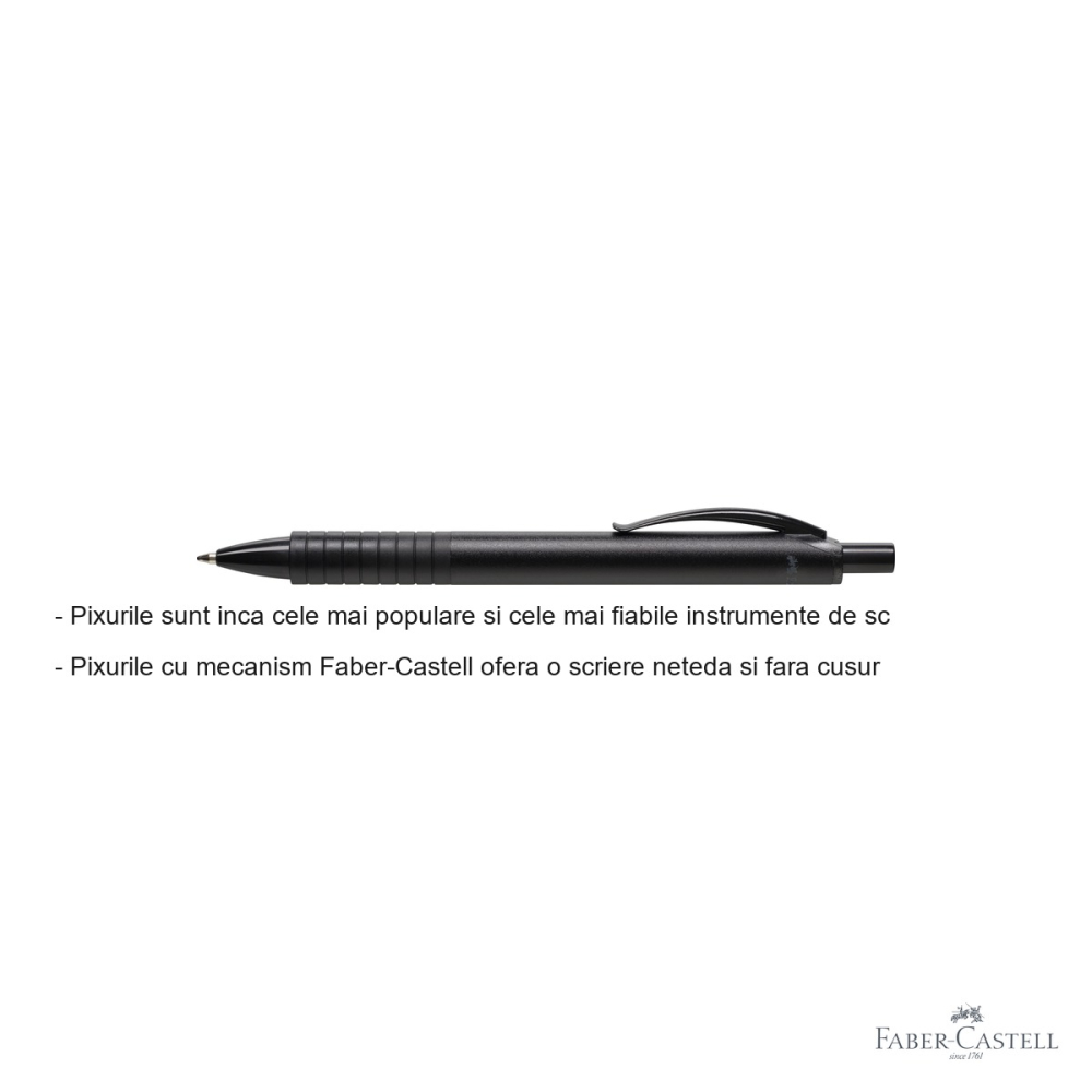 Pix cu mecanism Faber-Castell Basic, corp aluminiu argintiu mat, scriere lina, pentru birou si uz zilnic [2]