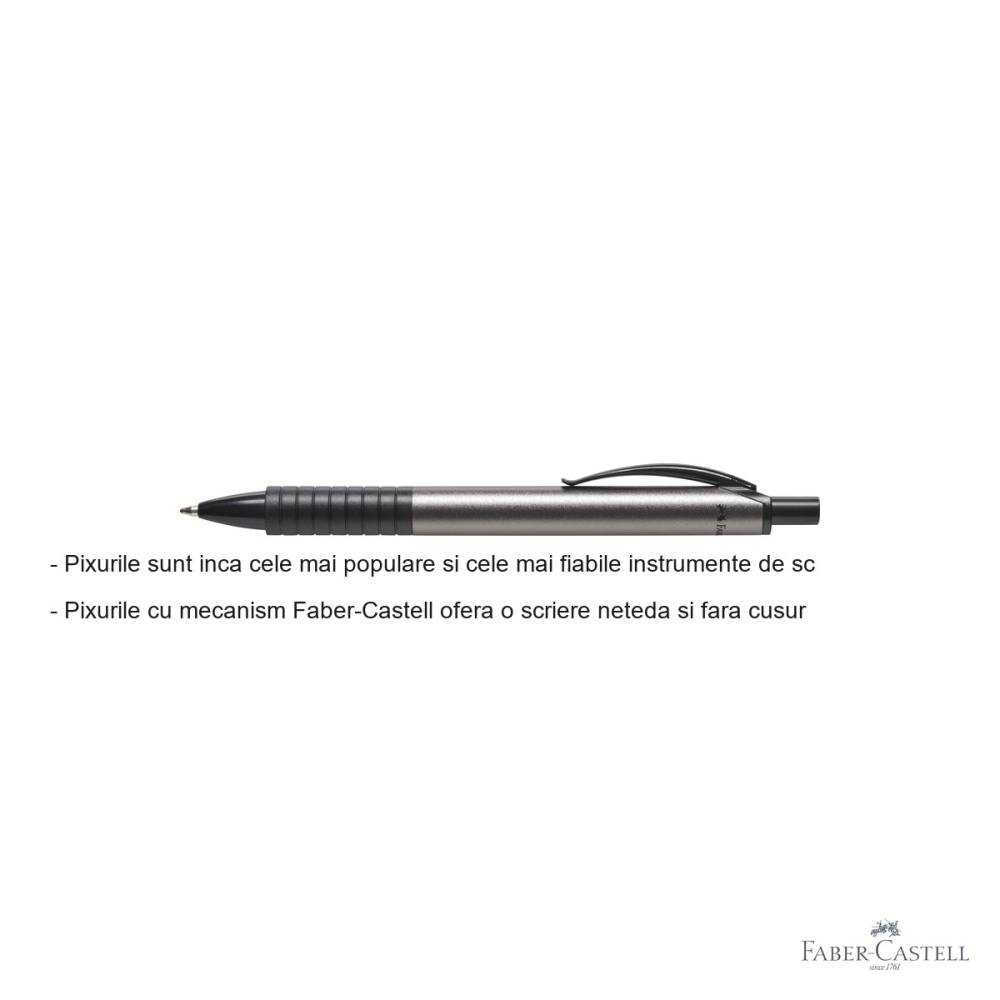 Pix cu mecanism Faber-Castell Basic, corp aluminiu gri antracit, cerneala albastra, varf M [2]