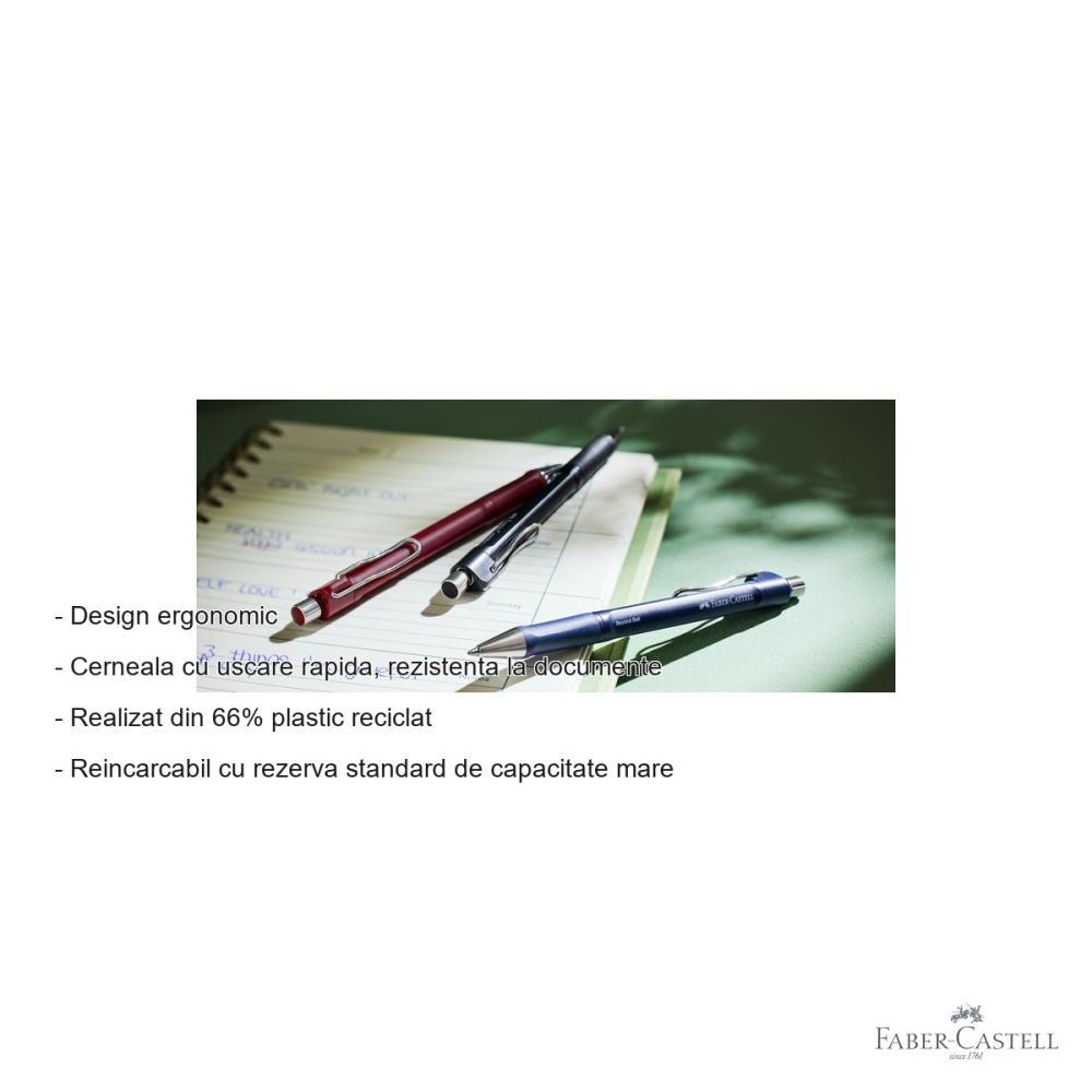 Pix cu mecanism Faber-Castell Beyond, cerneala neagra M, design ergonomic, pentru uz profesional [2]
