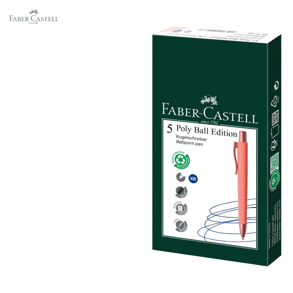 Pix cu mecanism Faber-Castell Coral Poly Ball XB Urban 2025, grip ergonomic triunghiular, scriere albastra [5]