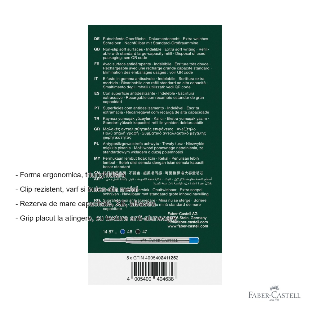 Pix cu mecanism Faber-Castell Coral Poly Ball XB Urban 2025, grip ergonomic triunghiular, scriere albastra [2]