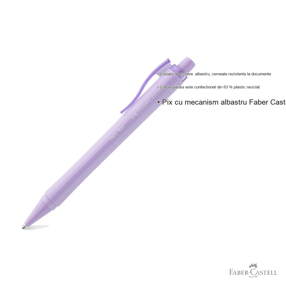 Pix cu mecanism Faber-Castell Daily, mina XB, scriere albastra, cerneala rezistenta la documente [3]