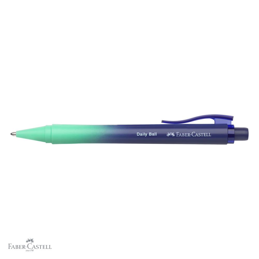 Pix cu mecanism Faber-Castell Flow Daily, mina XB, culoare albastru-turcoaz gradient, scriere albastra [4]
