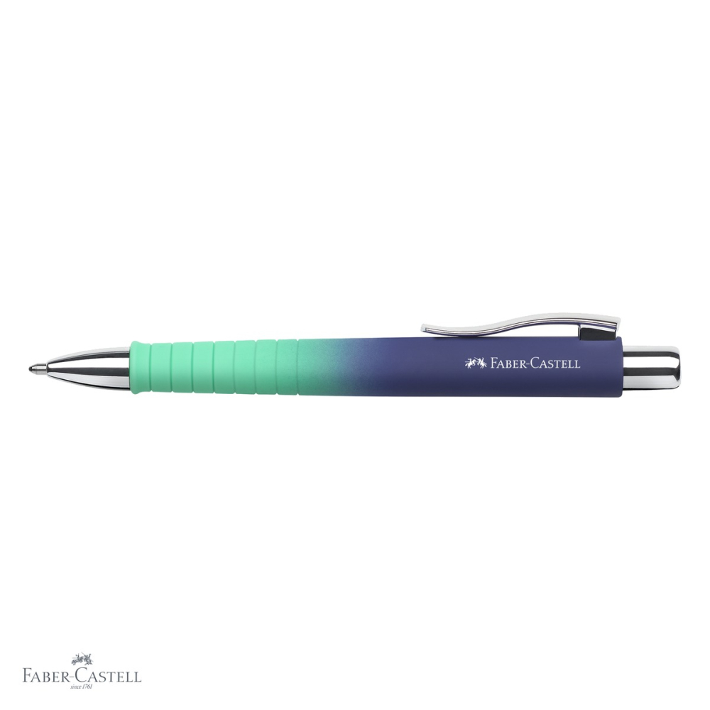 Pix cu mecanism Faber-Castell Flow Poly Ball XB, albastru-turcoaz gradient, forma triunghiulara ergonomica [4]