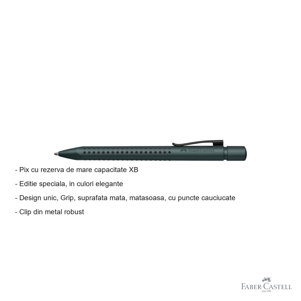 Pix cu mecanism Faber-Castell Grip 2011, verde inchis, rezerva mare capacitate XB, editie speciala [2]