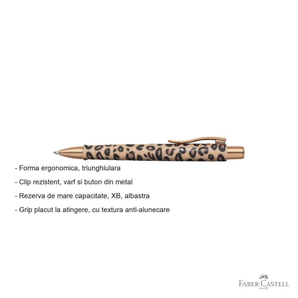 Pix cu mecanism Faber-Castell Poly Ball XB, editie speciala Leo Natural Instinct, grip ergonomic triunghiular, rezerva albastra XB [2]