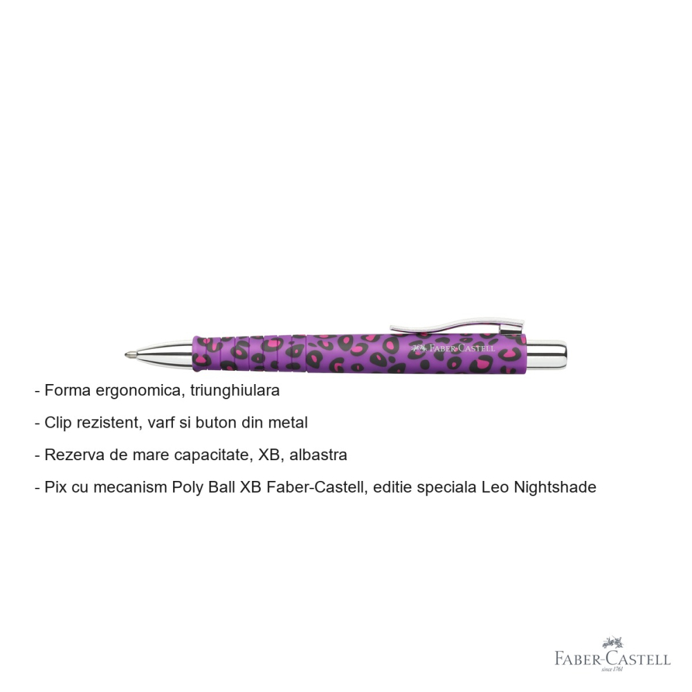 Pix cu mecanism Faber-Castell Poly Ball XB, editie speciala Leo Nightshade, forma triunghiulara ergonomica [2]