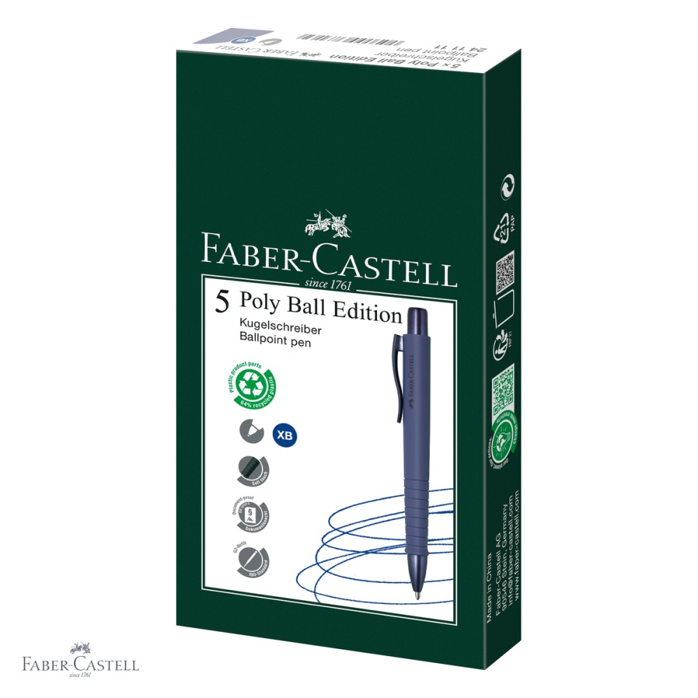 Pix cu mecanism Faber-Castell Poly Ball XB Urban 2025, culoare bleumarin, varf extra-lat, forma triunghiulara ergonomica [4]