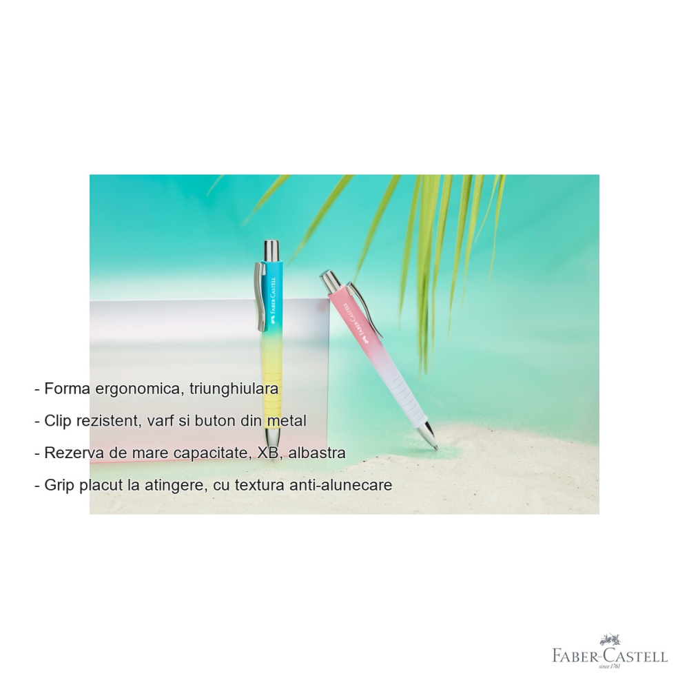 Pix cu mecanism Faber-Castell Poly Ball XB Urban Summer Edition Sunrise, varf extra-lat, grip ergonomic triunghiular [2]