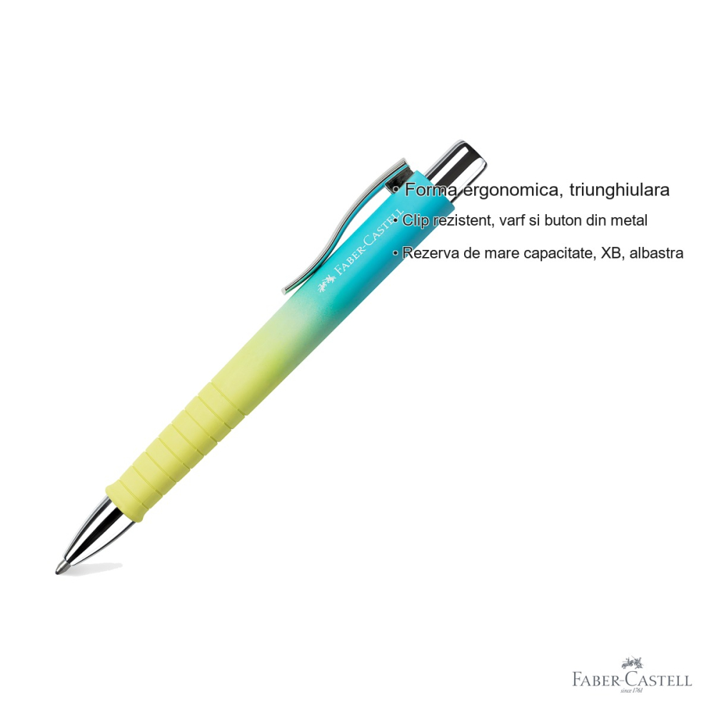 Pix cu mecanism Faber-Castell Poly Ball XB Urban Summer Edition Sunrise, varf extra-lat, grip ergonomic triunghiular [3]