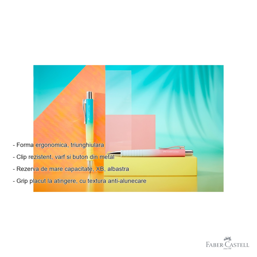 Pix cu mecanism Faber-Castell Poly Ball XB Urban Summer Edition Sunset, varf extra-lat, grip ergonomic triunghiular [2]