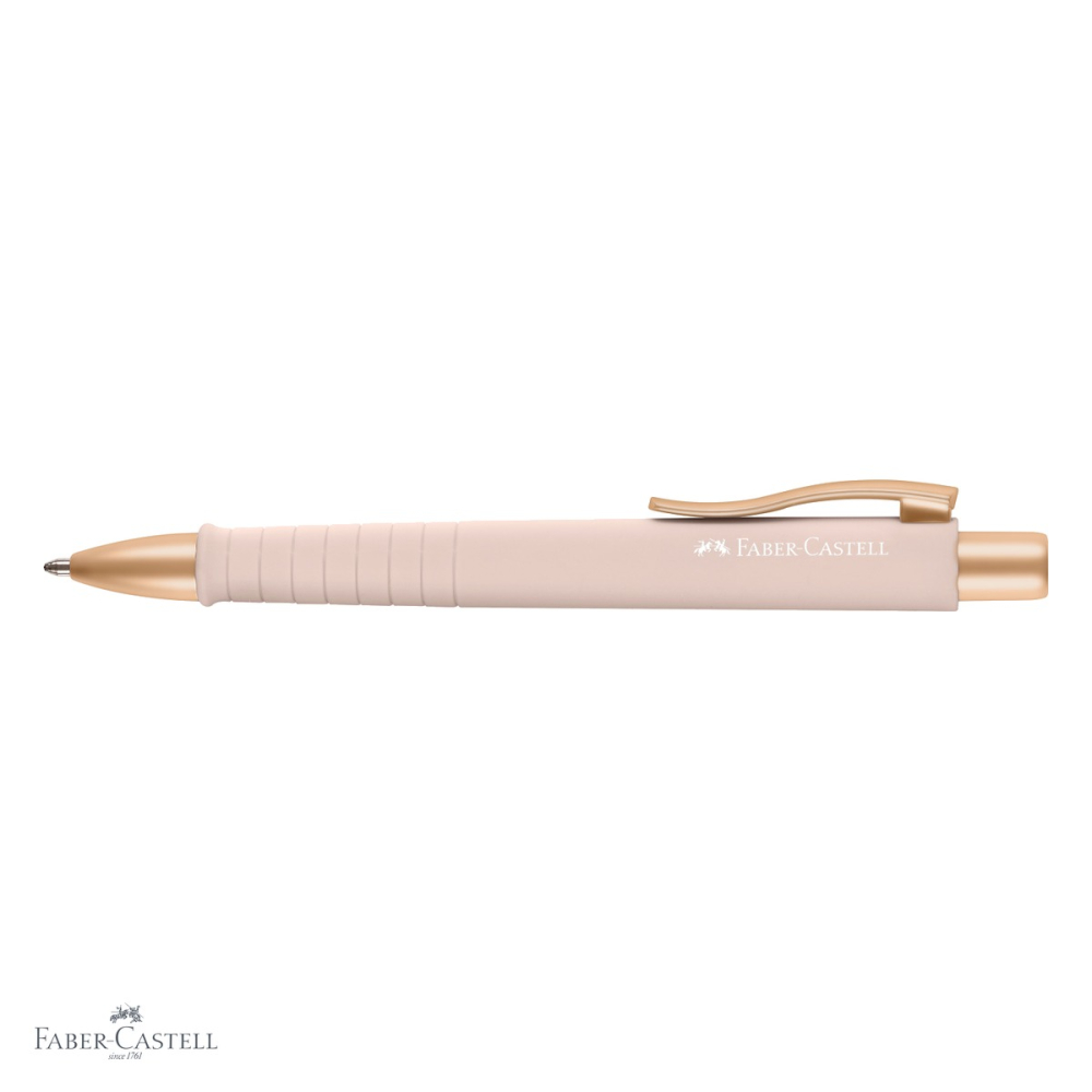 Pix cu mecanism Faber-Castell Poly Ball XB Urban, varf extra-lat, scriere albastra, design rose-auriu elegant [4]
