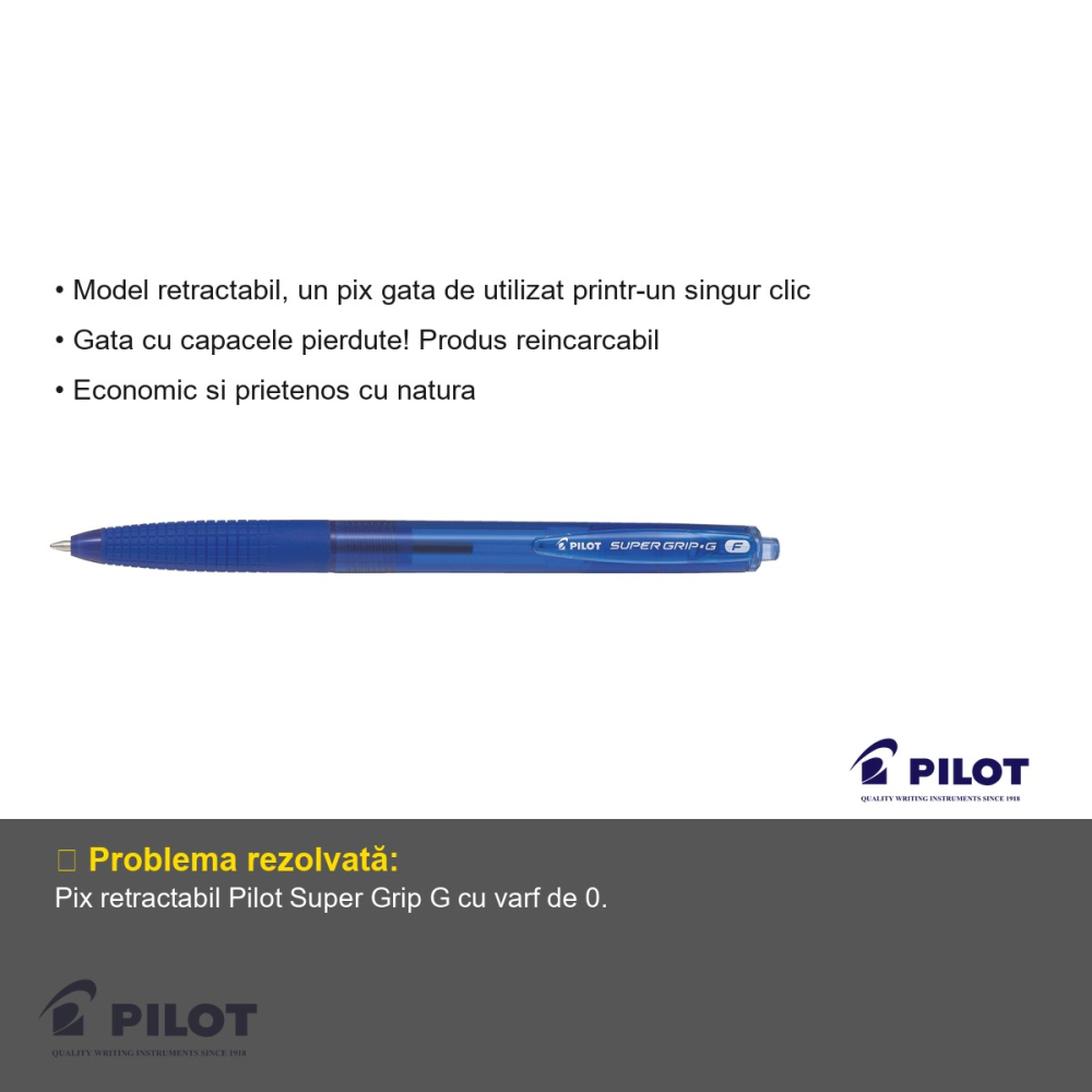 Pix cu mecanism Pilot Super Grip G, varf 0.7mm, cerneala albastra pe baza de ulei, retractabil [3]