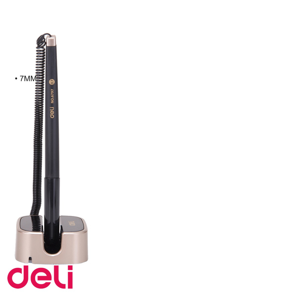 Pix cu suport adeziv si snur Deli, varf 0.7 mm, cerneala albastra, rotire 180 grade [3]