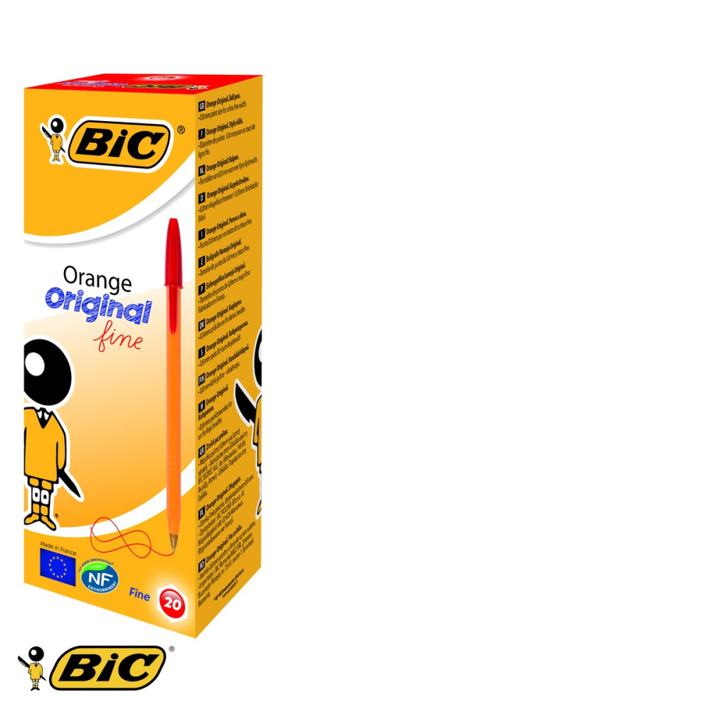 Pix de unica folosinta Bic Orange, cerneala rosie, varf 0.7 mm, set 20 bucati [3]
