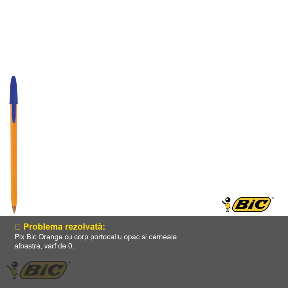 Pix de unica folosinta Bic Orange, scriere albastra, varf 0.7 mm, pentru birou si scoala [3]