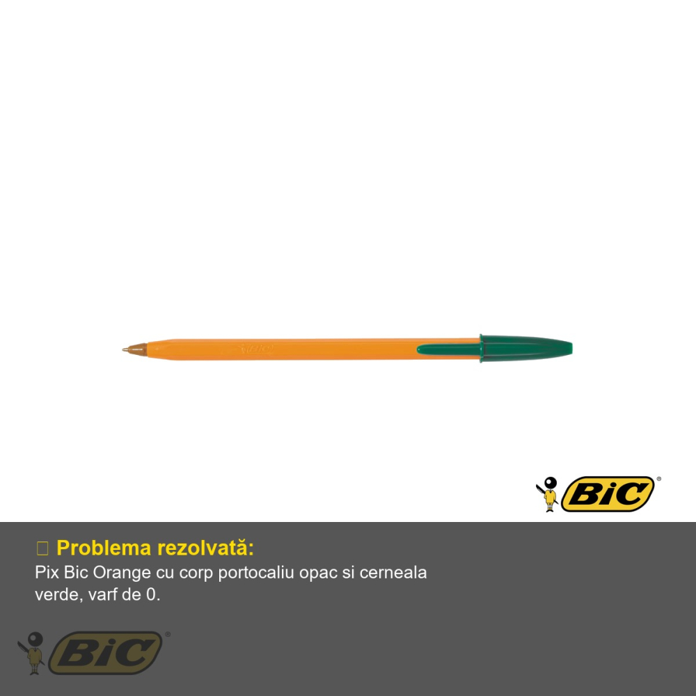 Pix de unica folosinta Bic Orange, varf 0.7 mm, linie 0.3 mm, verde, set 20 bucati [4]