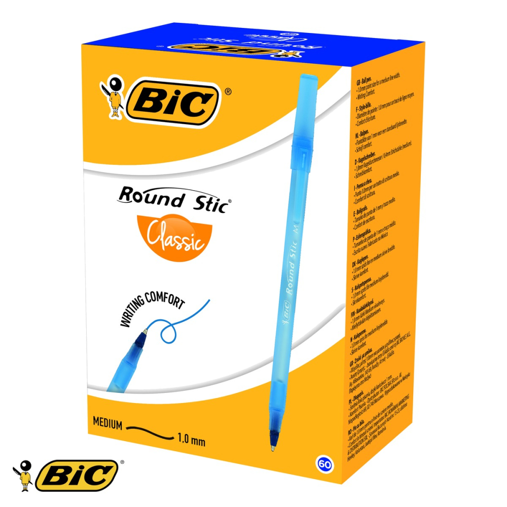 Pix de unica folosinta Bic Round Stic, varf 1.0 mm, cerneala albastra, pentru scris zilnic [4]