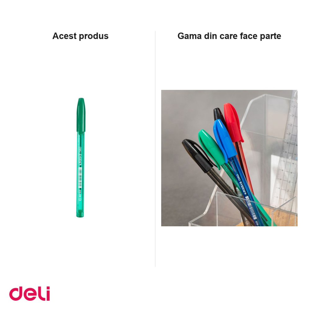 Pix de unica folosinta Deli Q19 Every, varf 1 mm, cerneala verde [5]