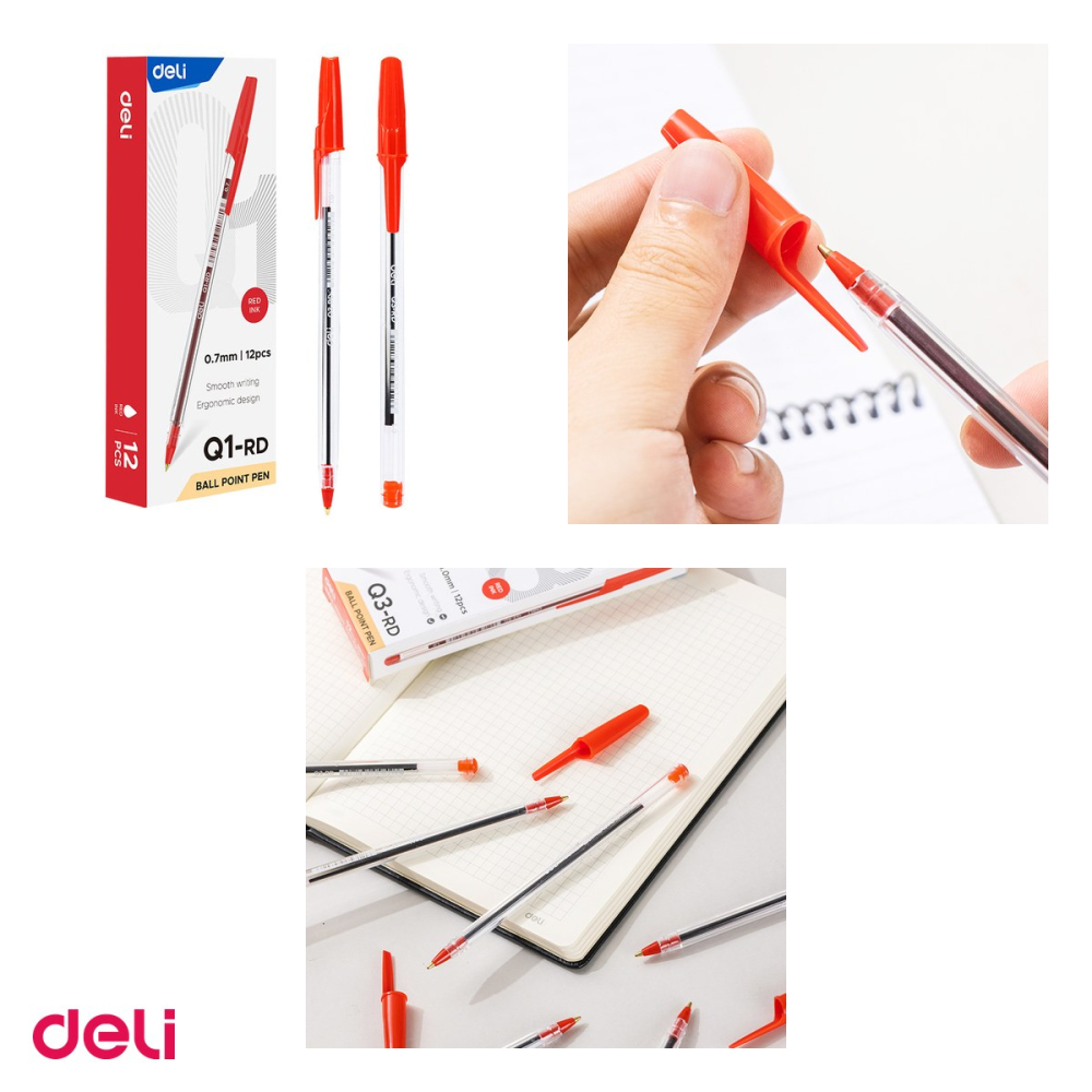 Pix de unica folosinta Deli Think Q3, varf 1 mm, cerneala rosie [4]