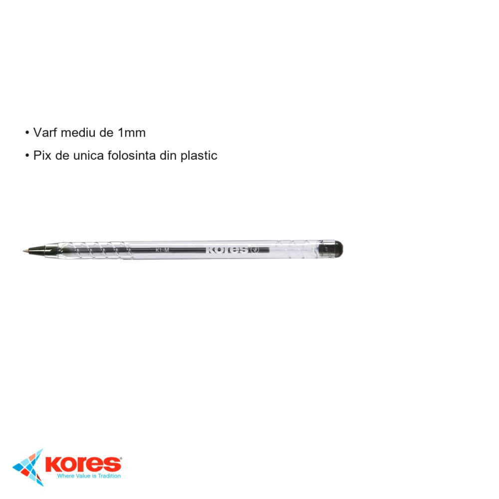 Pix de unica folosinta Kores K1, varf mediu 1mm, cerneala neagra, pentru scris zilnic [3]