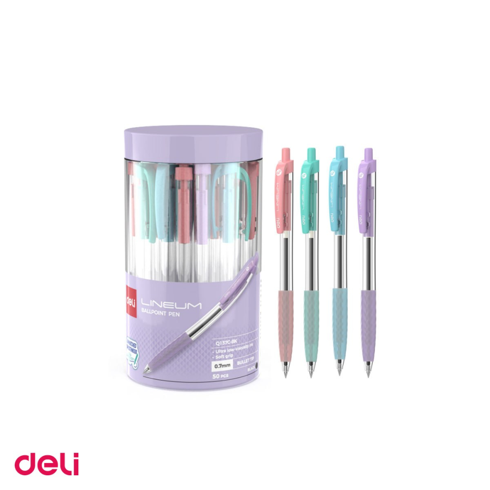 Pix Deli Lineum, cu mecanism, cu grip, varf 0.7 mm, cerneala neagra [4]