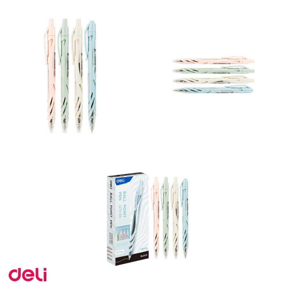 Pix Deli Q70, cu mecanism, varf 0.7 mm, cerneala neagra, corp pastel [4]