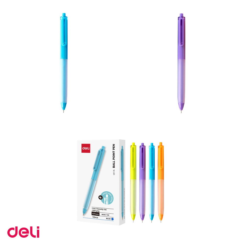Pix Deli Softgrip, cu mecanism, varf 0.7 mm, cerneala albastra, corp pastel [4]