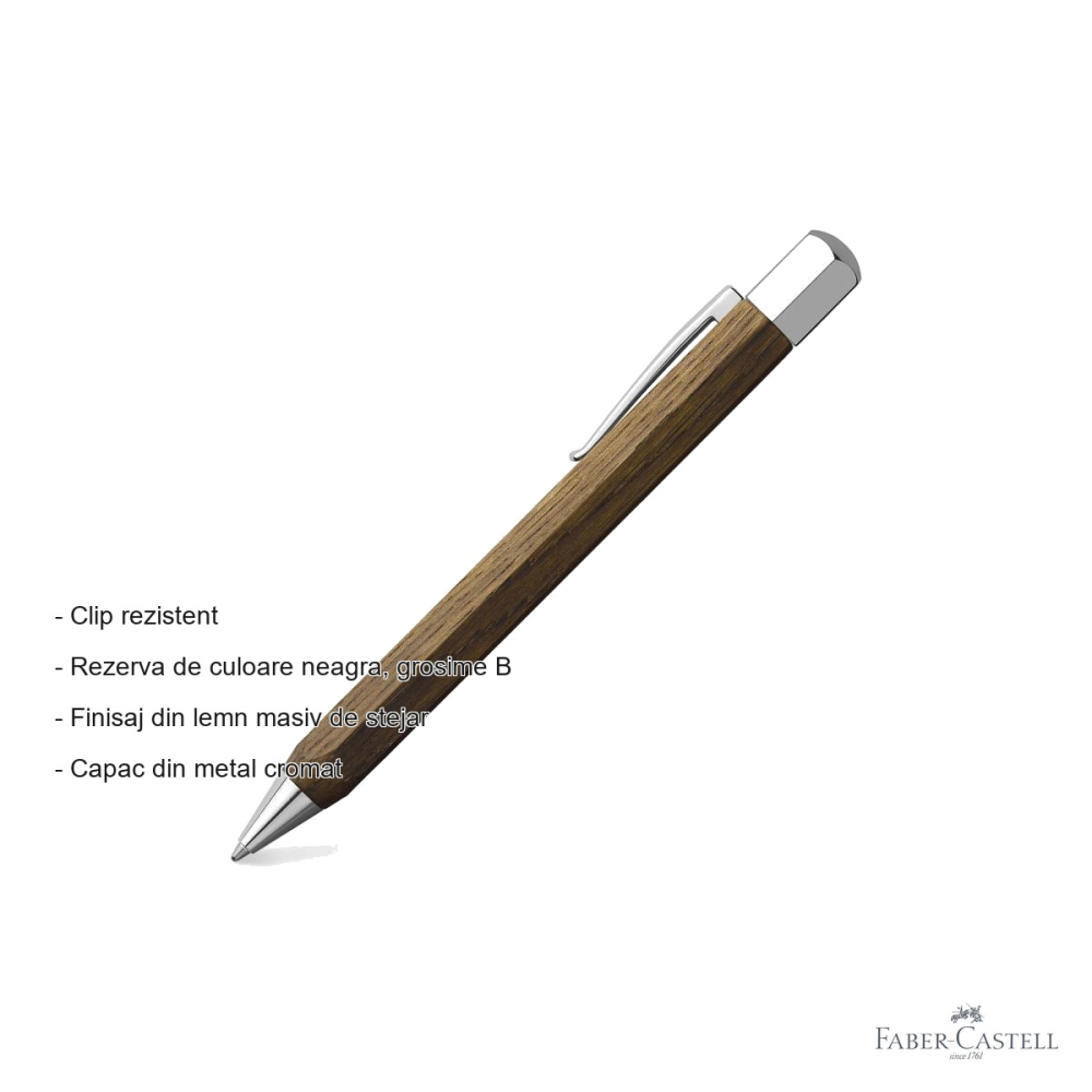 Pix din lemn de stejar Faber-Castell Ondoro, mecanism rotativ, rezerva neagra B, pentru uz profesional [2]