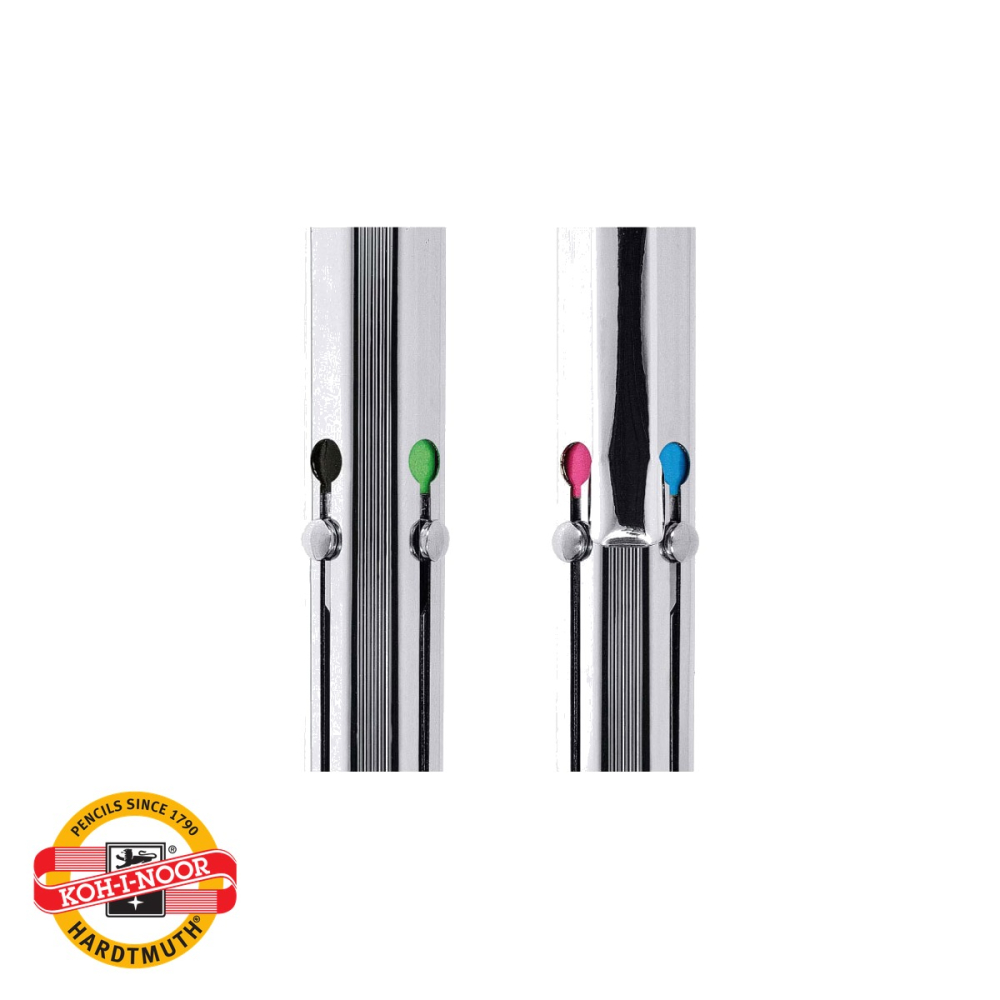 Pix metalic Koh-I-Noor, 4 culori (albastru, rosu, verde, negru), corp argintiu antiderapant, scriere 1 mm [4]