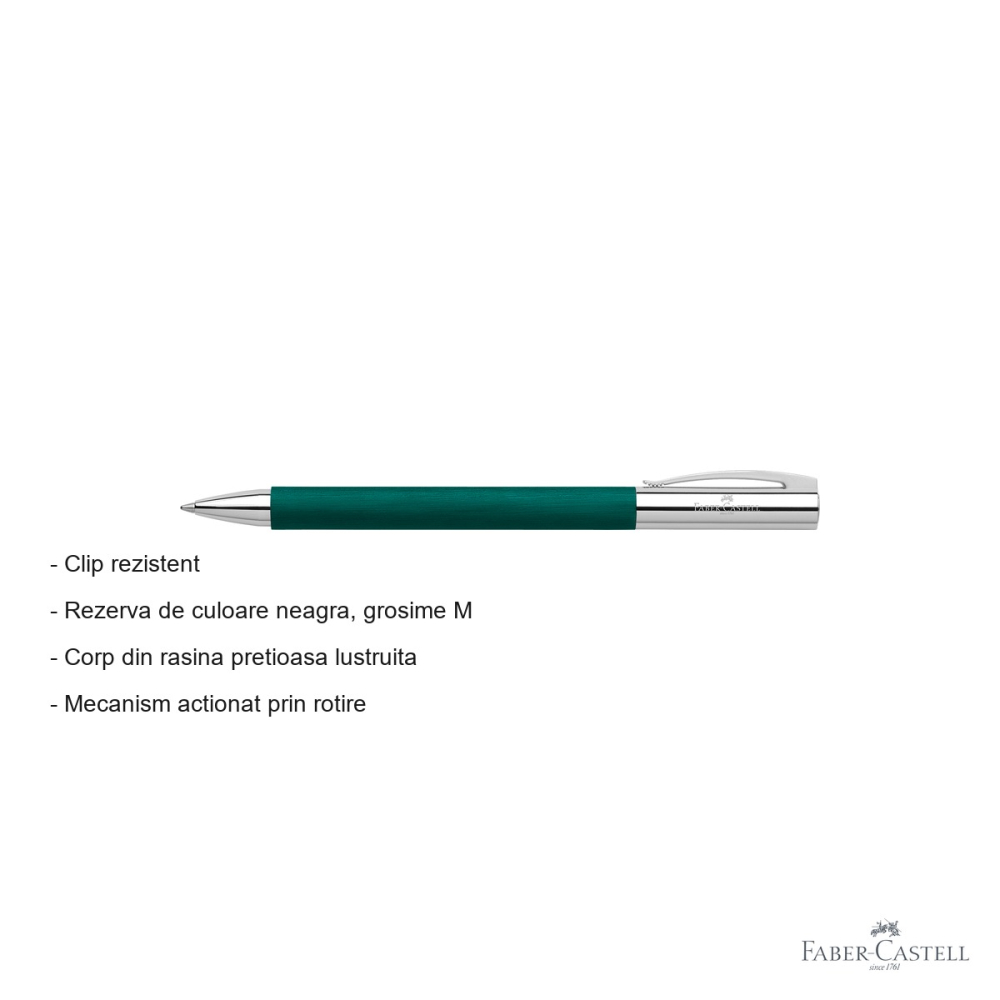 Pix premium Faber-Castell Ambition Precious Resin verde soft, mecanism rotativ, rezerva neagra M [2]