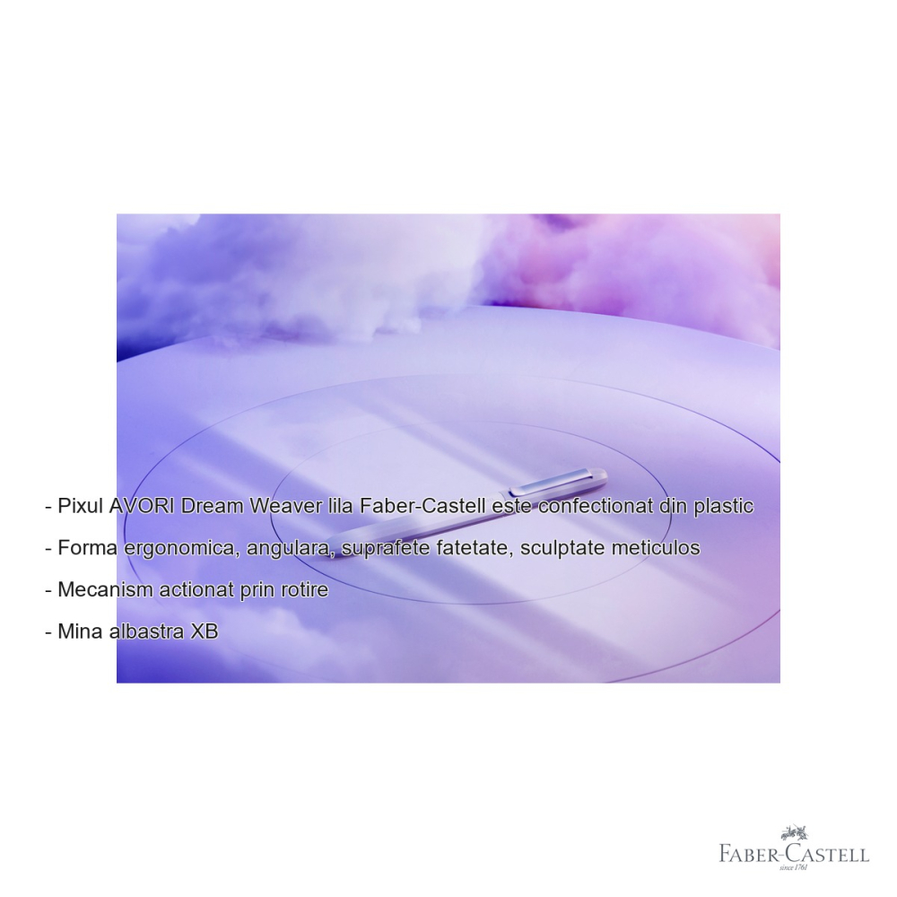 Pix premium Faber-Castell Avori Dream Weaver, mecanism rotativ, mina albastra XB, lila, din plastic reciclat [2]