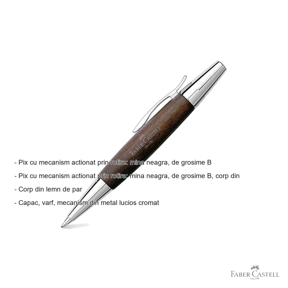 Pix premium Faber-Castell e-motion, corp din lemn de par, mina neagra B, mecanism rotativ [2]