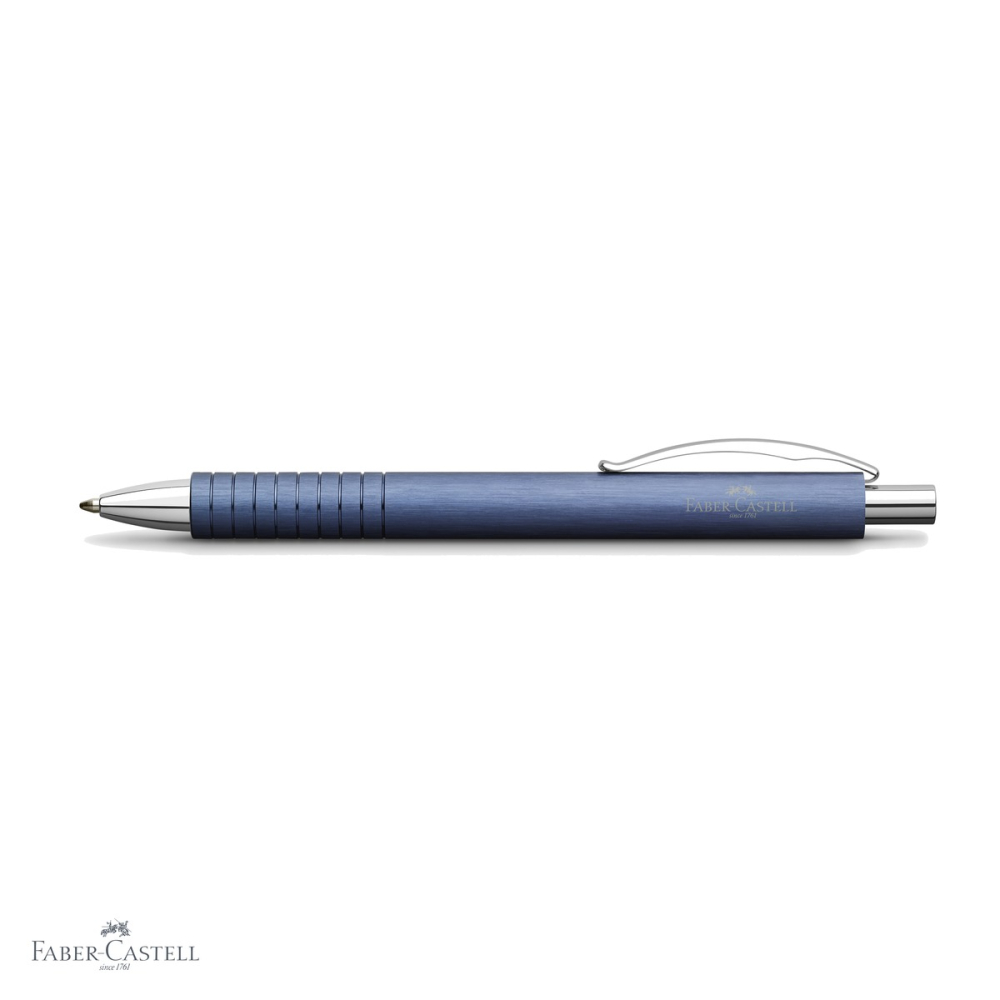 Pix premium Faber-Castell Essentio Aluminium, corp metalic albastru, mecanism retractabil, pentru birou si uz zilnic [4]