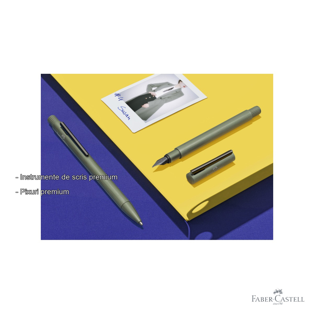 Pix premium Faber-Castell Neo Slim Aluminium, corp metalic subtire, verde, pentru profesionisti [2]