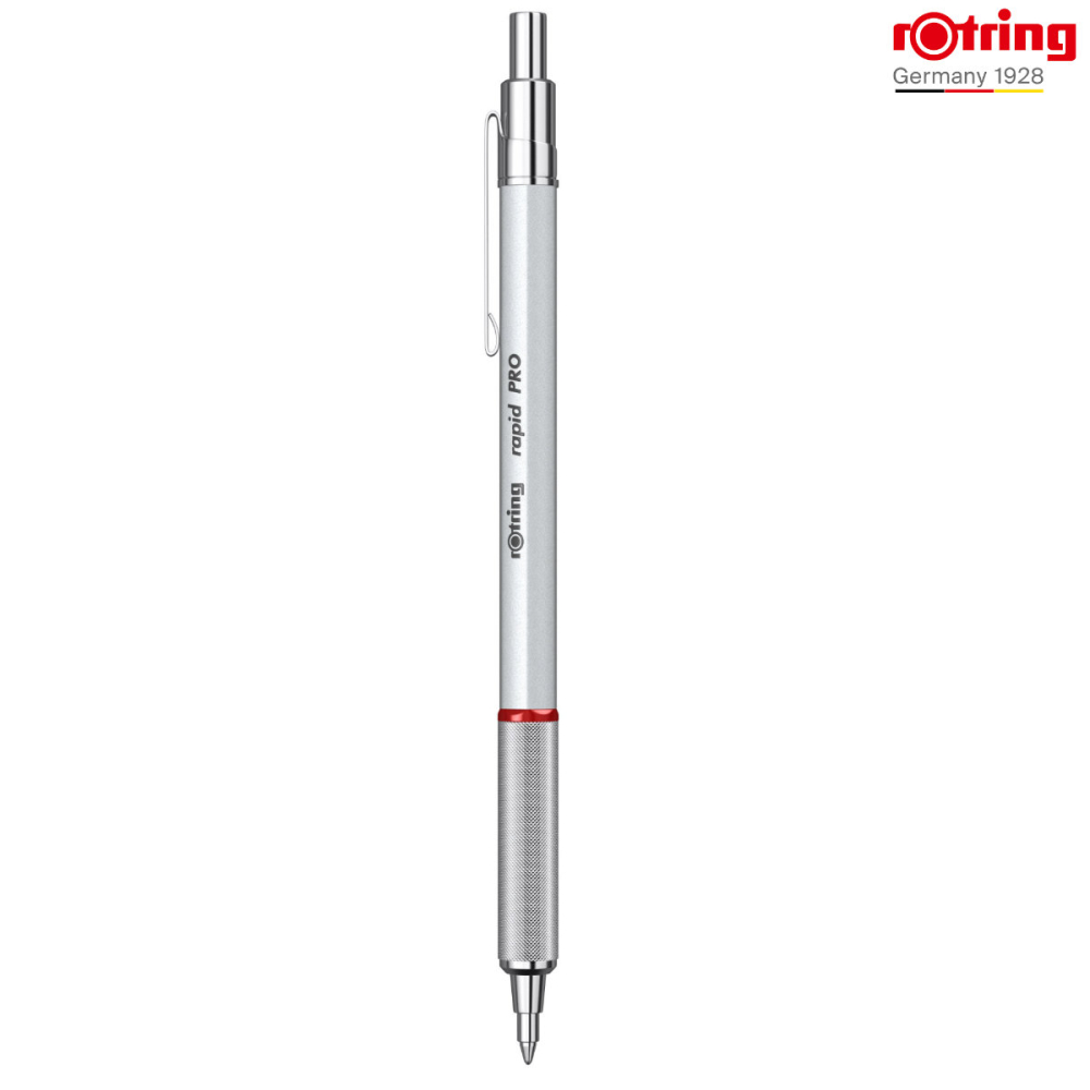 Pix Rapid Pro Argintiu cu Mecanism Click si Grip Randalinat, pentru Scriere Profesionala si Zilnica, Rotring [2]