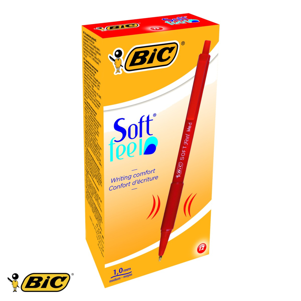 Pix retractabil Bic Soft Feel, varf 1.0 mm, cerneala rosie, scriere fluida si confortabila [4]