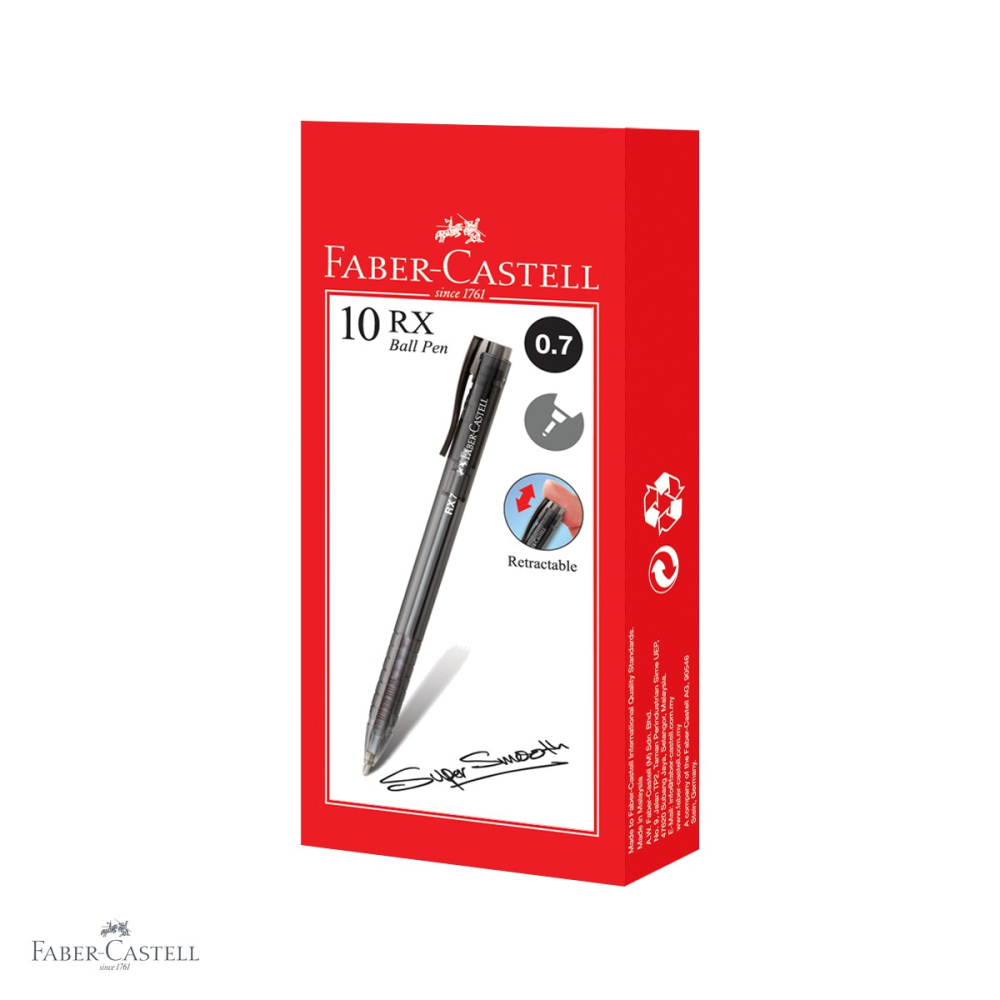 Pix roller retractabil Faber-Castell RX7, cerneala semi-gel negra, varf needle 0.7 mm, corp triunghiular ergonomic [4]