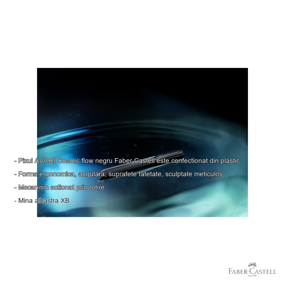 Pix rotativ Faber-Castell Avori Cosmic Flow, plastic reciclat 92%, mina albastra XB, negru [2]