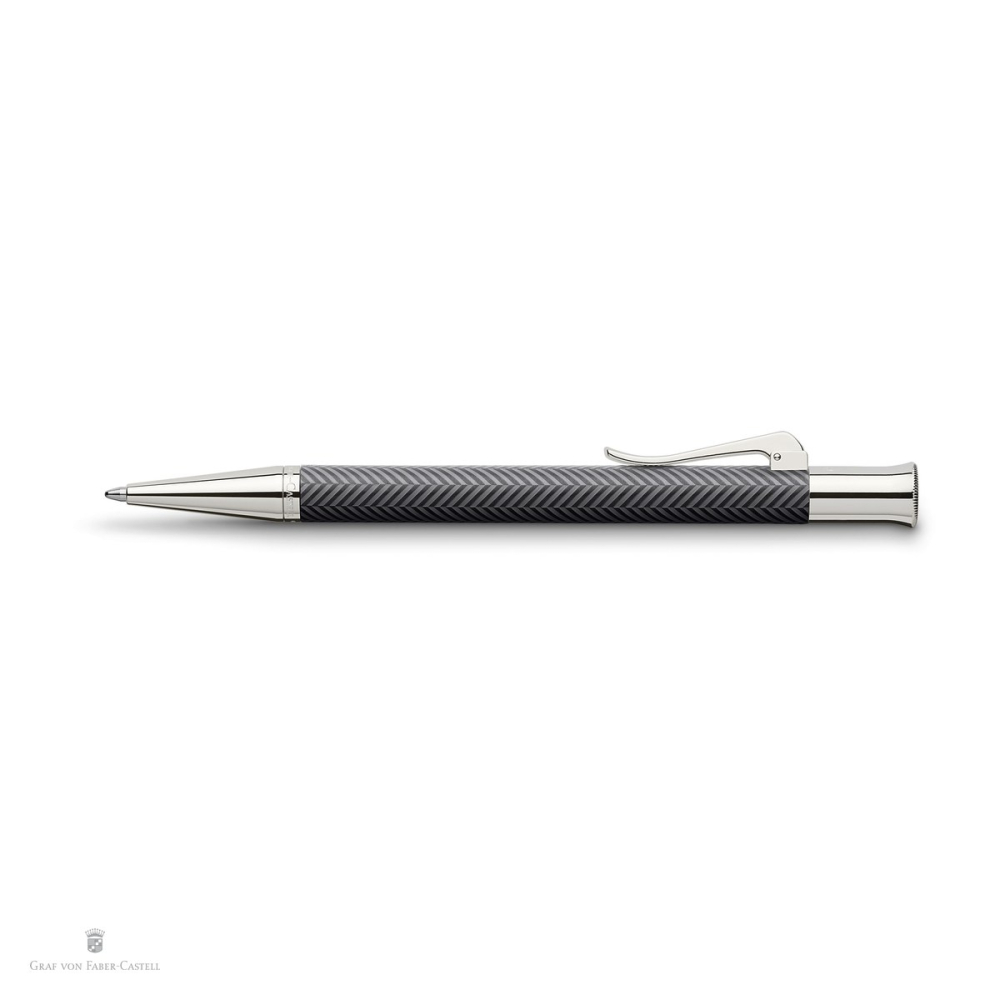 Pix rotativ Graf von Faber-Castell Guilloche Cisele, corp din rasina, accesorii placate cu rodiu, varf M, scriere neagra, antracit [4]