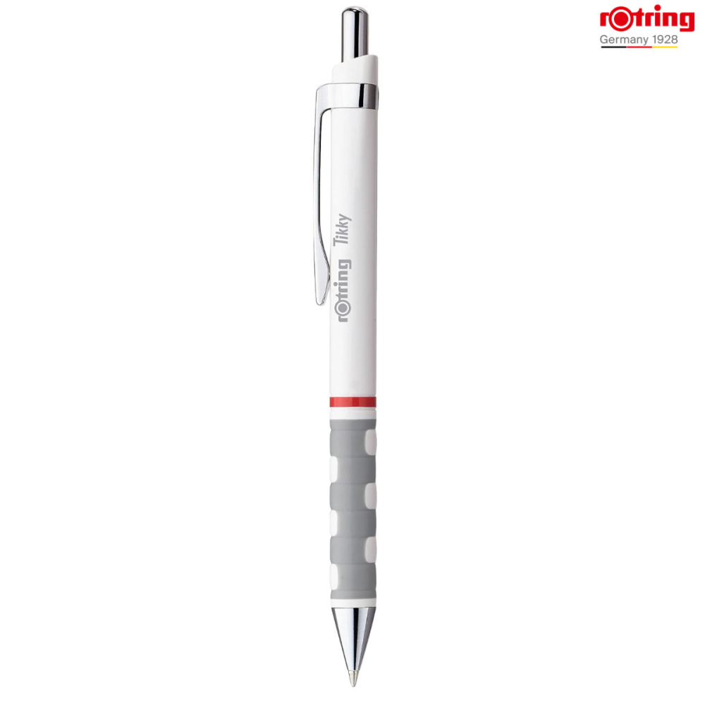Pix Tikky 3 Alb cu Clip, Mina Jumbo Albastra 0.7mm, Grip Ergonom din Cauciuc, pentru Scriere Extensiva, Rotring [2]
