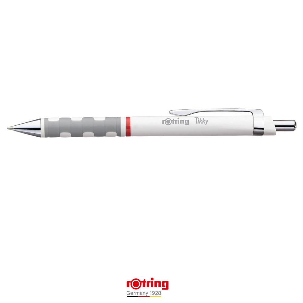 Pix Tikky 3 Alb cu Clip, Mina Jumbo Albastra 0.7mm, Grip Ergonom din Cauciuc, pentru Scriere Extensiva, Rotring [3]