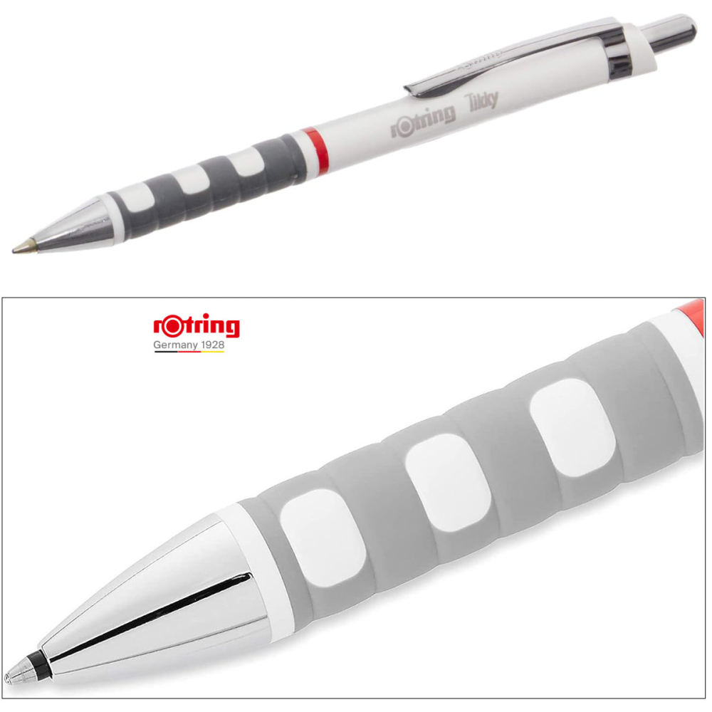 Pix Tikky 3 Alb cu Clip, Mina Jumbo Albastra 0.7mm, Grip Ergonom din Cauciuc, pentru Scriere Extensiva, Rotring [4]